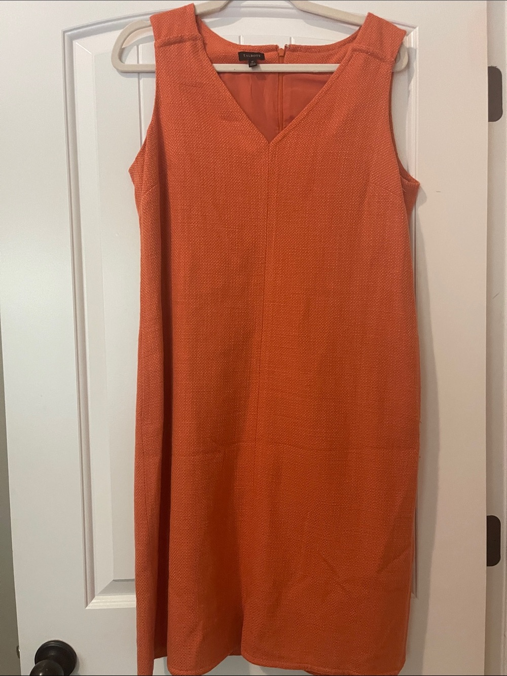 Talbots Orange Sleeveless V-Neck Shift Dress
